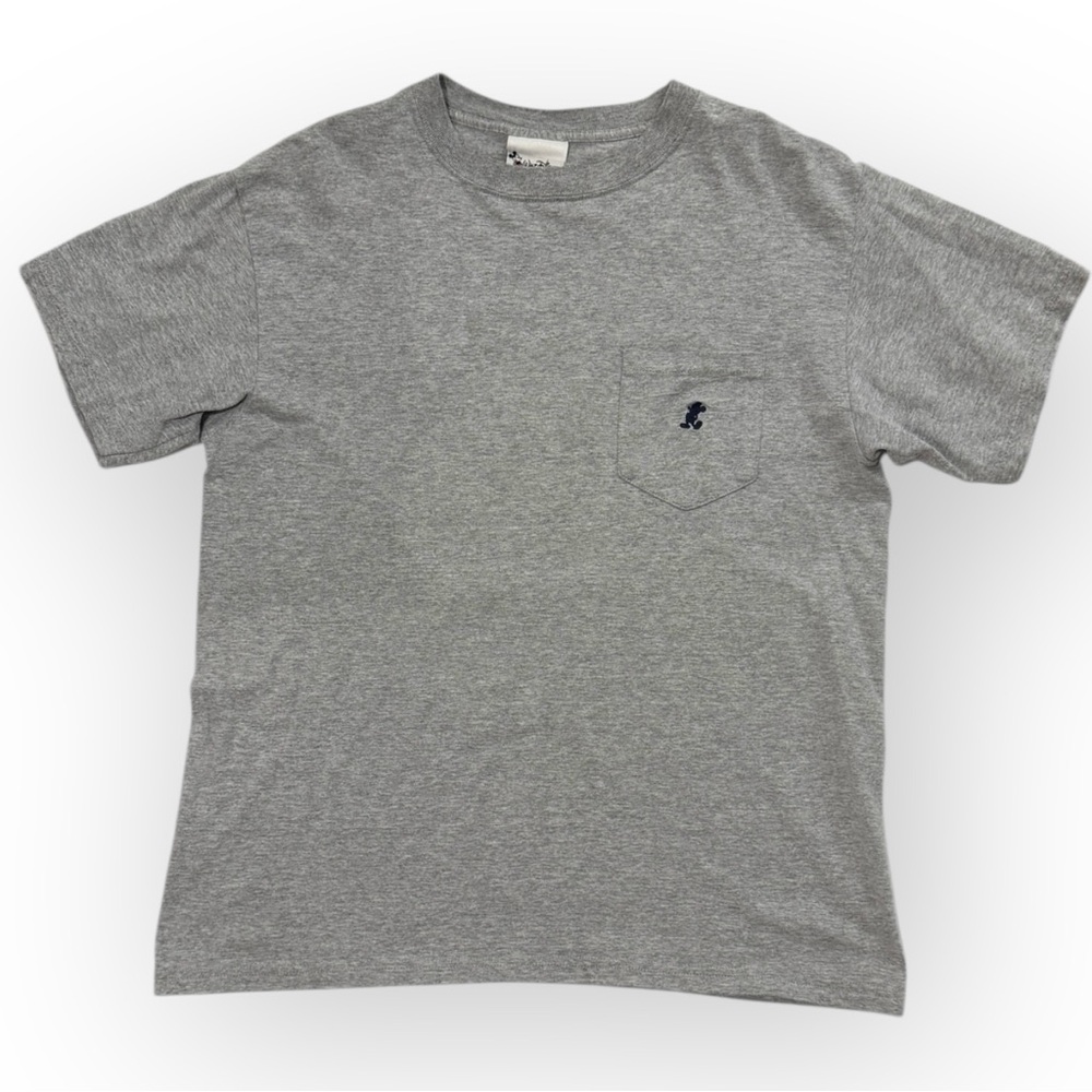 Vintage Disney World Pocket T-shirt Gray Embroidered Mickey Mouse Navy M USA